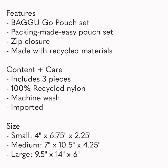 NWT BAGGU Go Pouch Set of 3 - Picture 3 of 8